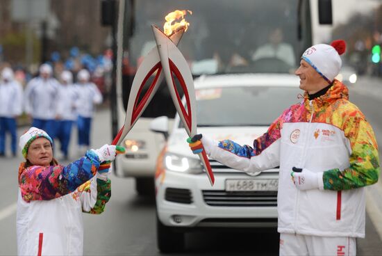 Sochi 2014 Olympic torch relay. St. Petersburg. Day 1