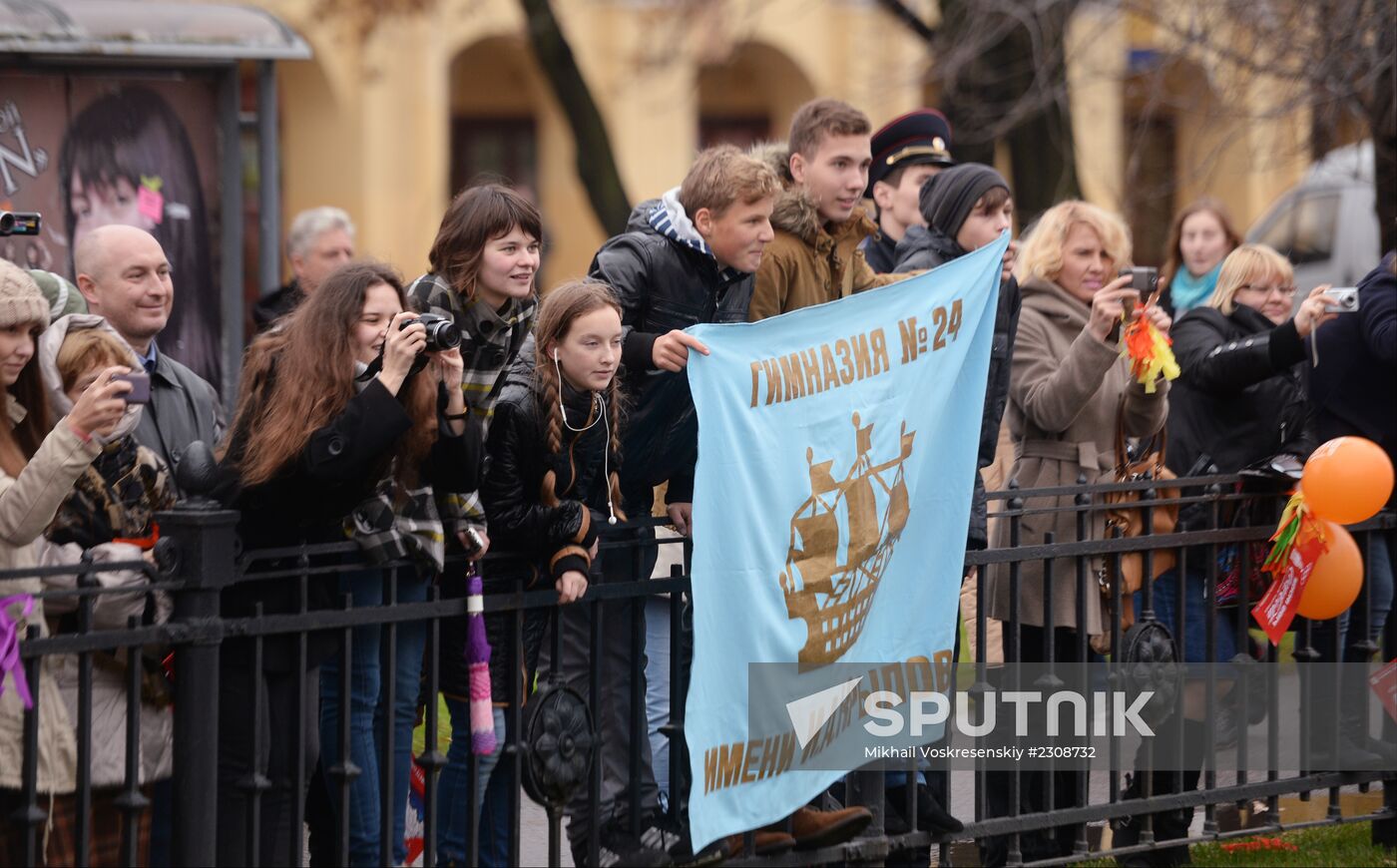 Sochi 2014 Olympic torch relay. St. Petersburg. Day 1