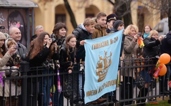 Sochi 2014 Olympic torch relay. St. Petersburg. Day 1