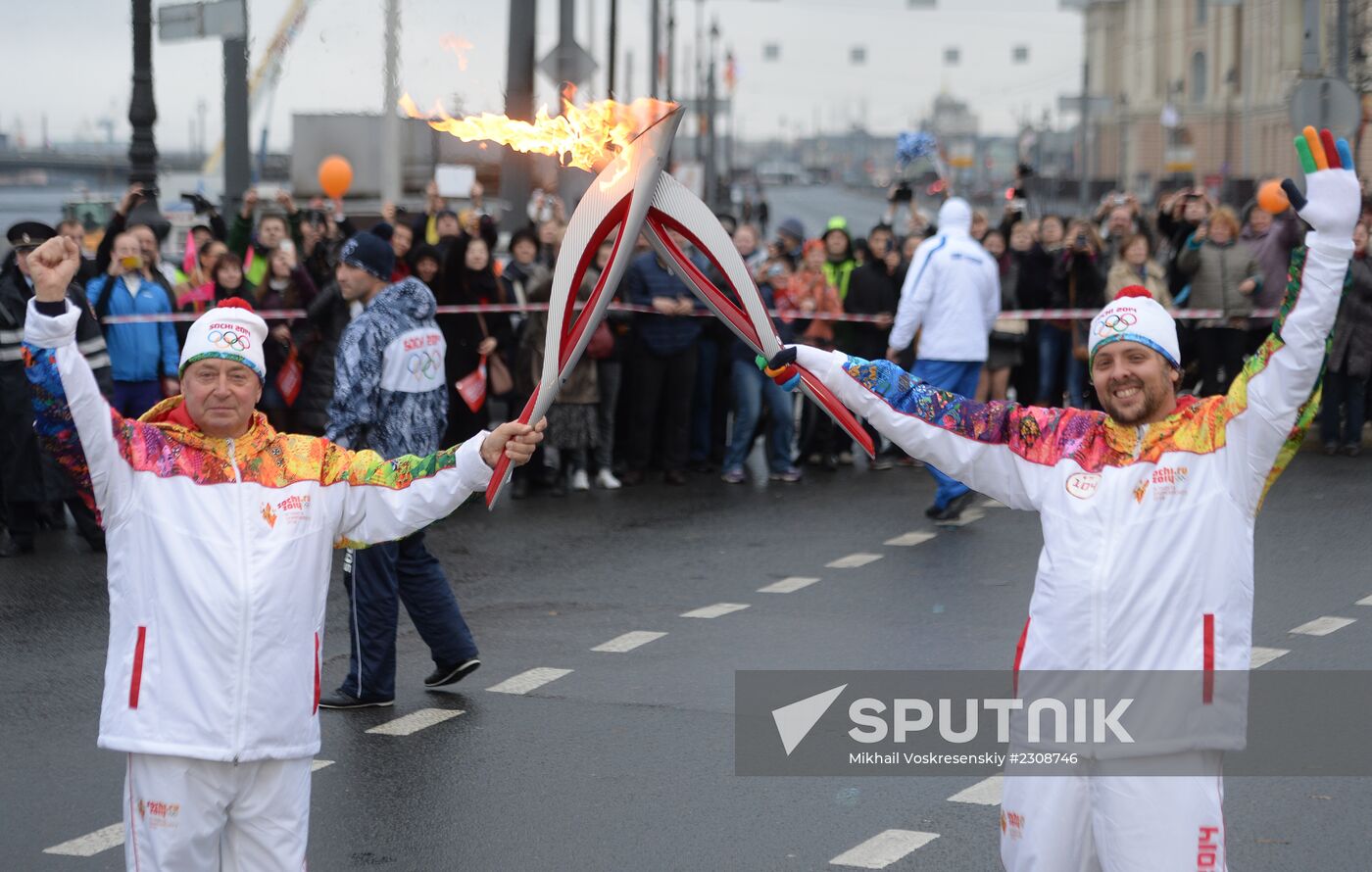 Sochi 2014 Olympic torch relay. St. Petersburg. Day 1