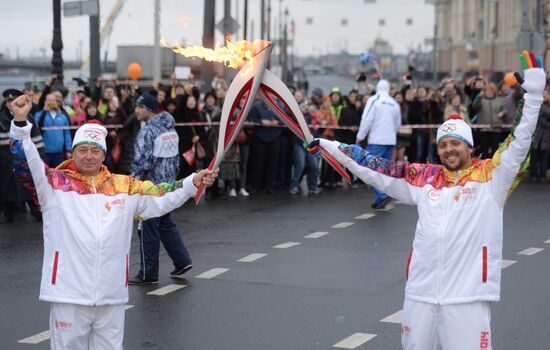 Sochi 2014 Olympic torch relay. St. Petersburg. Day 1
