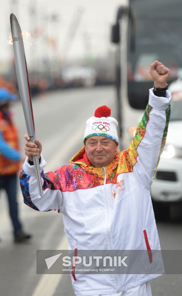 Sochi 2014 Olympic torch relay. St. Petersburg. Day 1