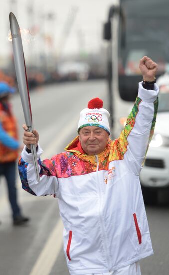 Sochi 2014 Olympic torch relay. St. Petersburg. Day 1