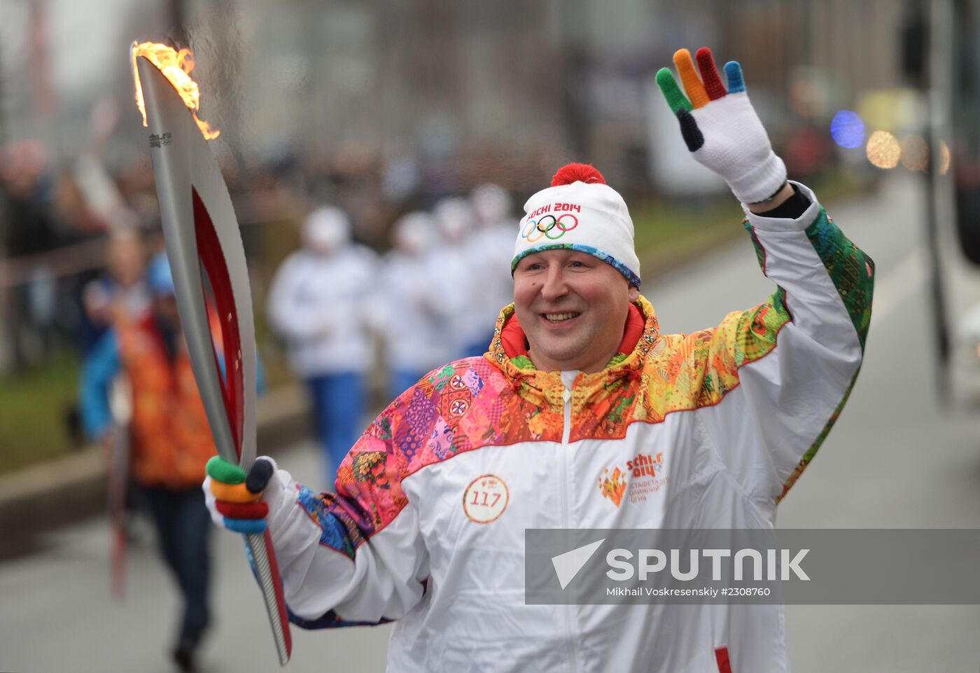 Sochi 2014 Olympic torch relay. St. Petersburg. Day 1