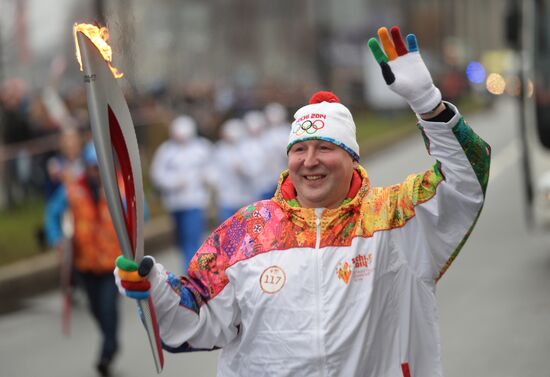 Sochi 2014 Olympic torch relay. St. Petersburg. Day 1