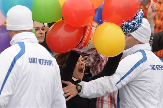Sochi 2014 Olympic torch relay. St. Petersburg. Day 1