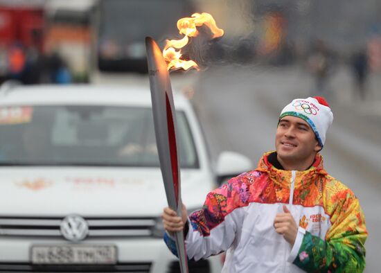 Sochi 2014 Olympic torch relay. St. Petersburg. Day 1
