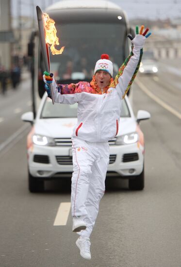 Sochi 2014 Olympic torch relay. St. Petersburg. Day 1