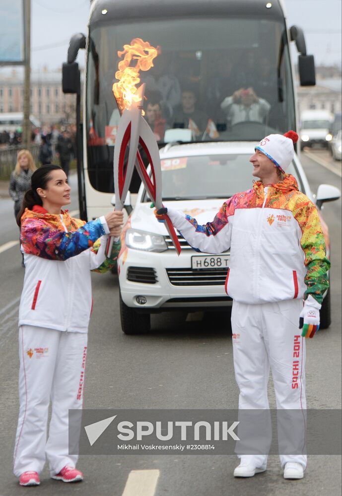 Sochi 2014 Olympic torch relay. St. Petersburg. Day 1