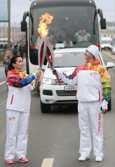 Sochi 2014 Olympic torch relay. St. Petersburg. Day 1