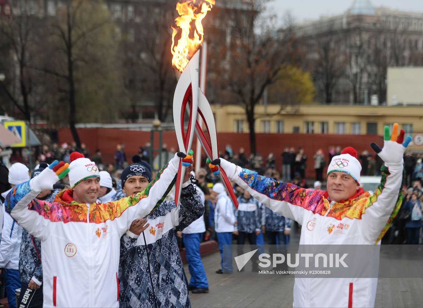 Sochi 2014 Olympic torch relay. St. Petersburg. Day 1