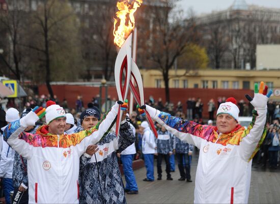Sochi 2014 Olympic torch relay. St. Petersburg. Day 1