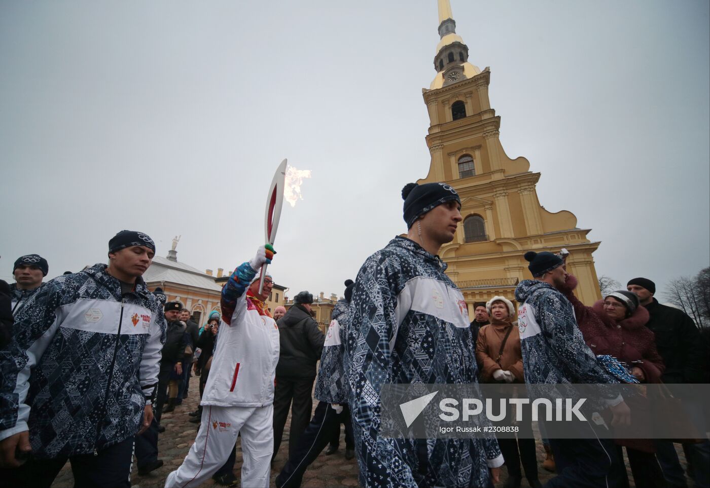 Sochi 2014 Olympic torch relay. St. Petersburg. Day 1