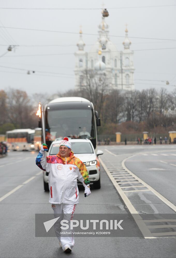 Sochi 2014 Olympic torch relay. St. Petersburg. Day 1