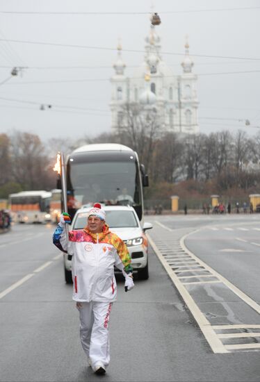 Sochi 2014 Olympic torch relay. St. Petersburg. Day 1