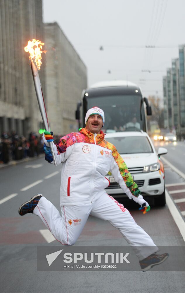 Sochi 2014 Olympic torch relay. St. Petersburg. Day 1