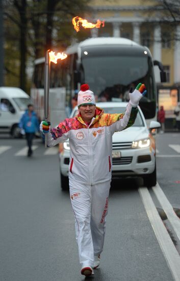 Sochi 2014 Olympic torch relay. St. Petersburg. Day 1