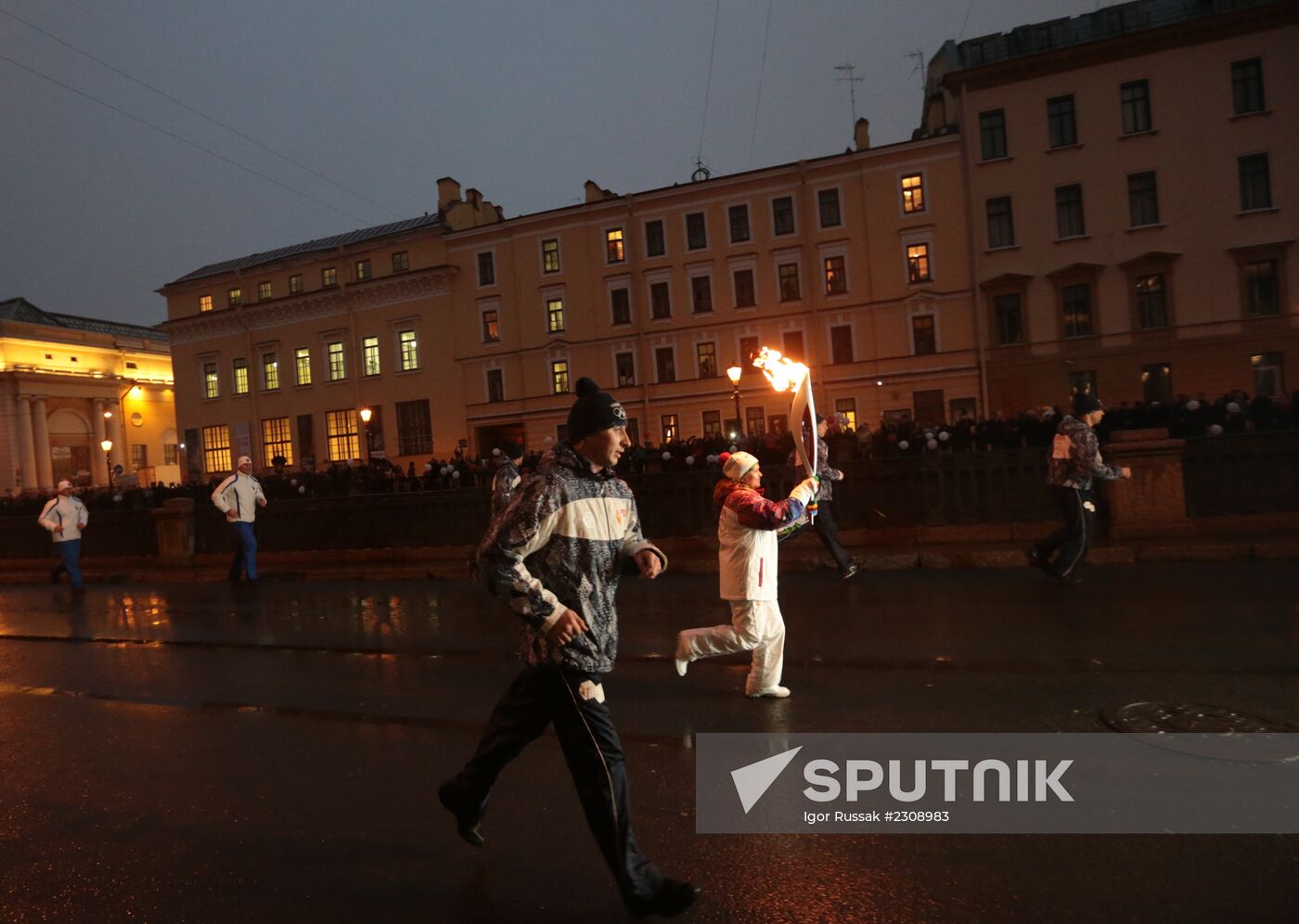 Sochi 2014 Olympic torch relay. St. Petersburg. Day 1