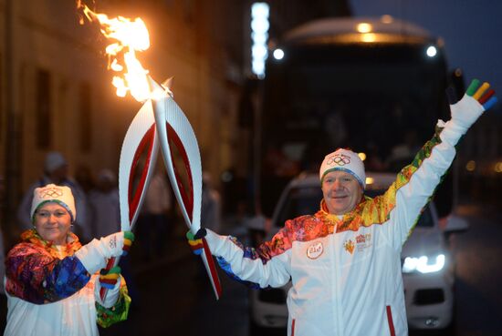Sochi 2014 Olympic torch relay. St. Petersburg. Day 1