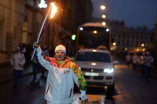 Sochi 2014 Olympic torch relay. St. Petersburg. Day 1