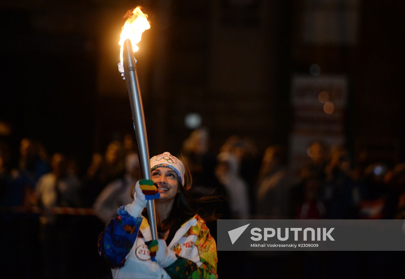 Sochi 2014 Olympic torch relay. St. Petersburg. Day 1