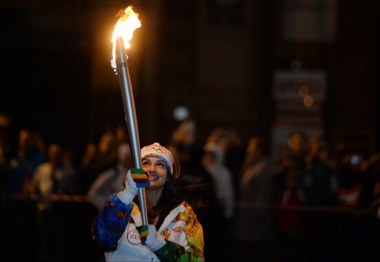 Sochi 2014 Olympic torch relay. St. Petersburg. Day 1