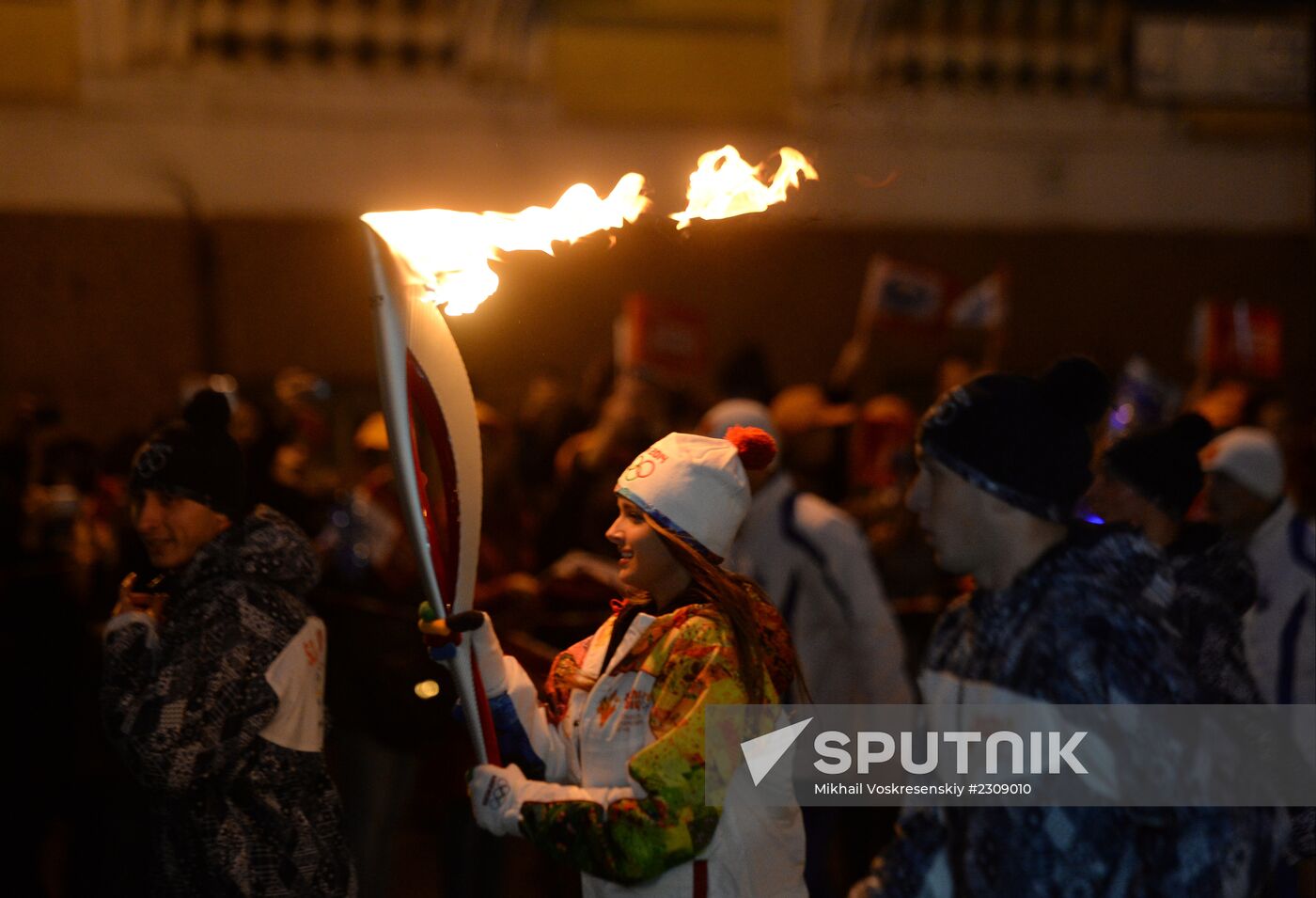 Sochi 2014 Olympic torch relay. St. Petersburg. Day 1