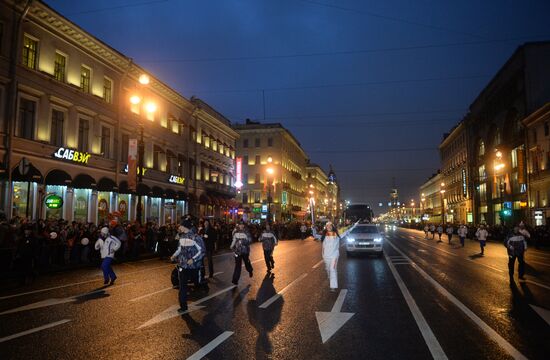 Sochi 2014 Olympic torch relay. St. Petersburg. Day 1