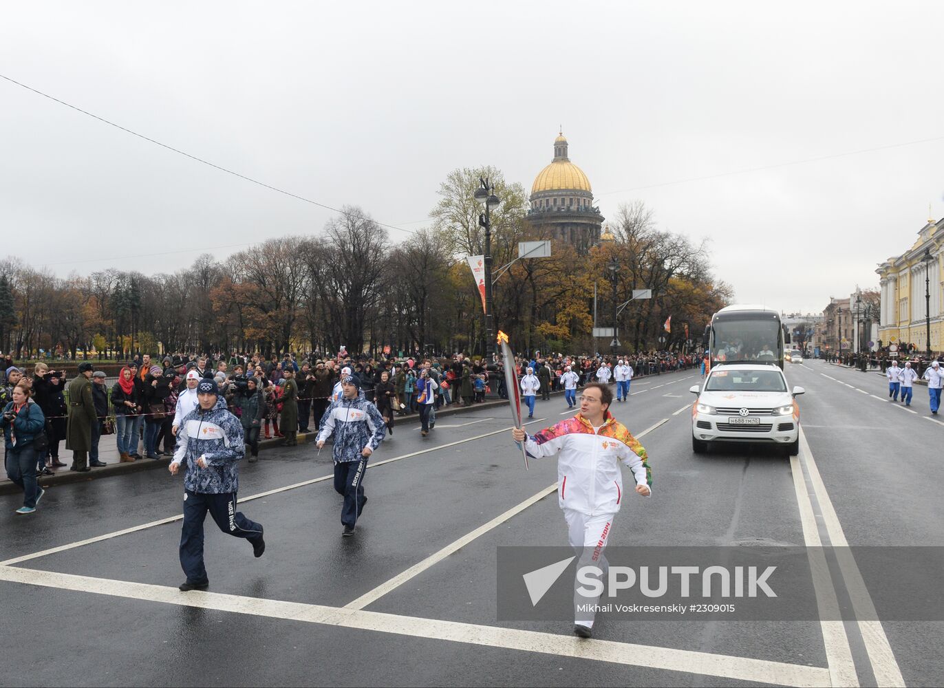 Sochi 2014 Olympic torch relay. St. Petersburg. Day 1