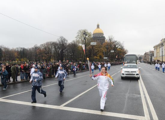 Sochi 2014 Olympic torch relay. St. Petersburg. Day 1