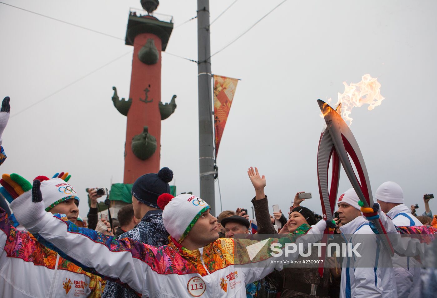 Sochi 2014 Olympic torch relay. St. Petersburg. Day 1