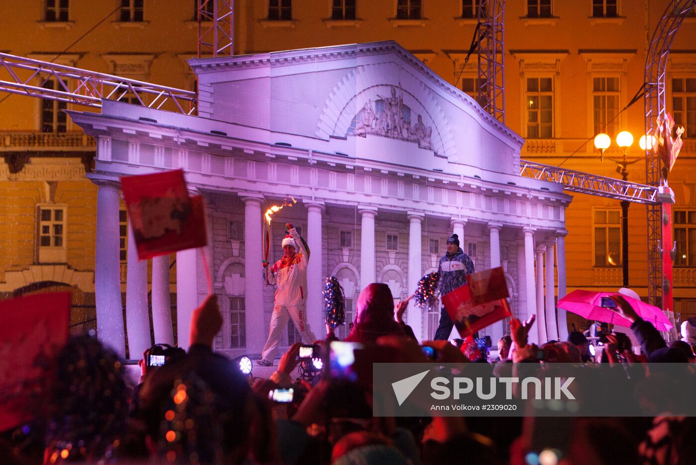 Sochi 2014 Olympic torch relay. St. Petersburg. Day 1