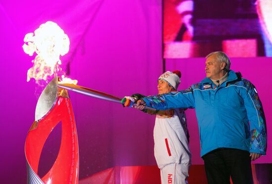 Sochi 2014 Olympic torch relay. St. Petersburg. Day 1