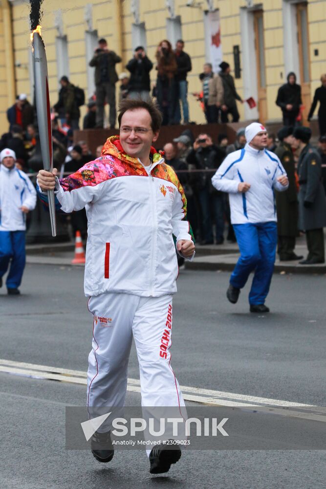 Sochi 2014 Olympic torch relay. St. Petersburg. Day 1