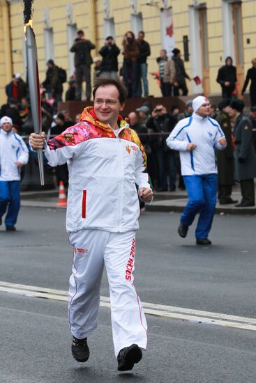 Sochi 2014 Olympic torch relay. St. Petersburg. Day 1