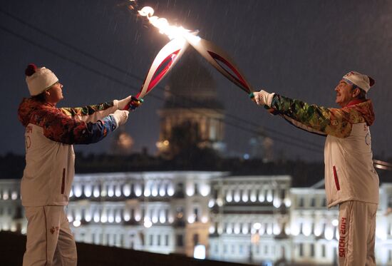Olympic torch relay. St. Petersburg. Day Two