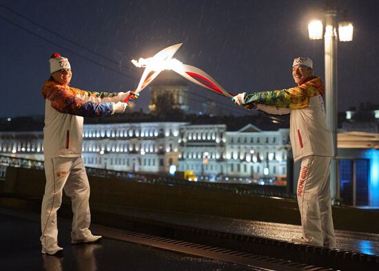 Olympic torch relay. St. Petersburg. Day Two