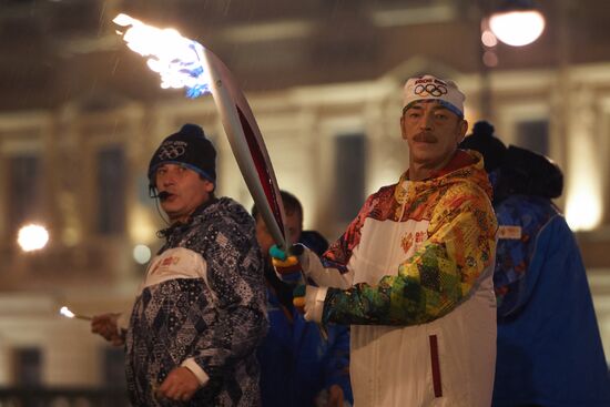 Olympic torch relay. St. Petersburg. Day Two