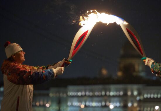 Olympic torch relay. St. Petersburg. Day Two