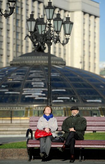 Warm weather in Moscow