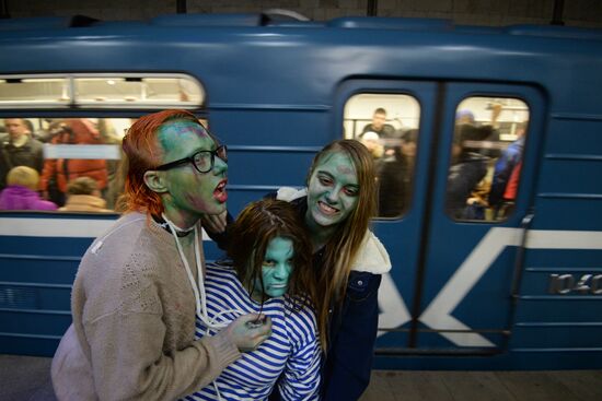 Zombi parade ahead of Halloween in Novosibirsk