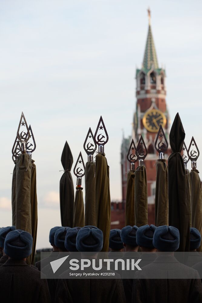 Rehearsal of march in honor of military parade of November 7, 1941, in Red Square