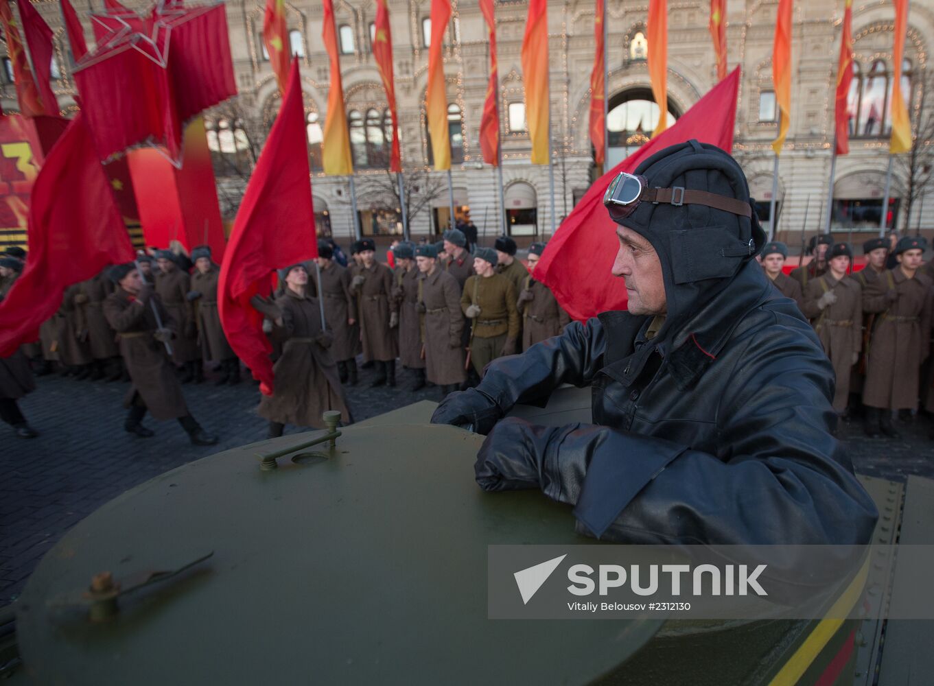 Rehearsal of march in honor of military parade of November 7, 1941, in Red Square