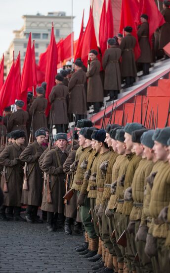 Rehearsal of march in honor of military parade of November 7, 1941, in Red Square