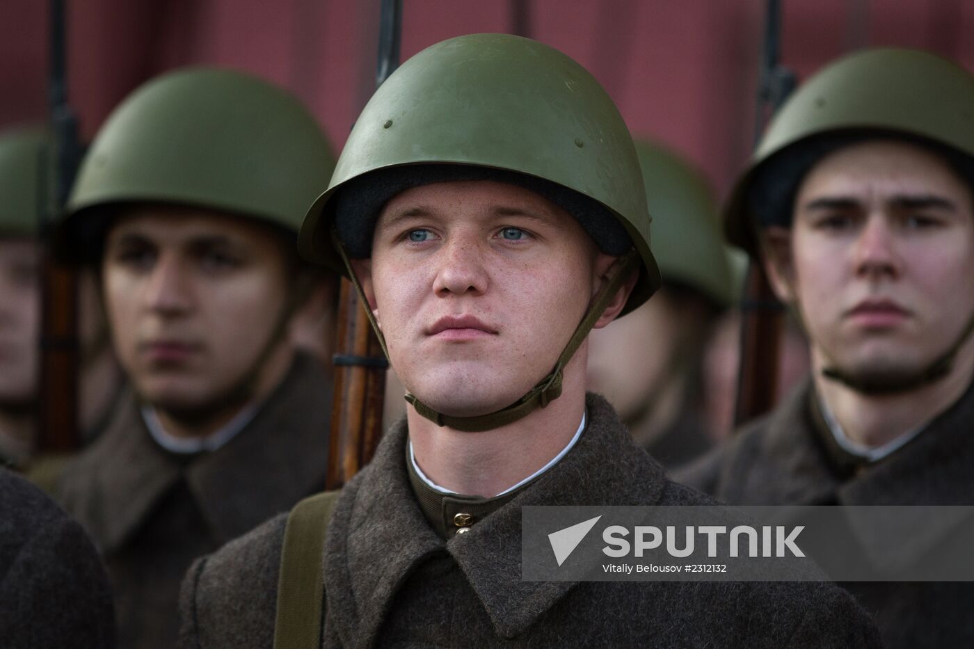 Rehearsal of march in honor of military parade of November 7, 1941, in Red Square