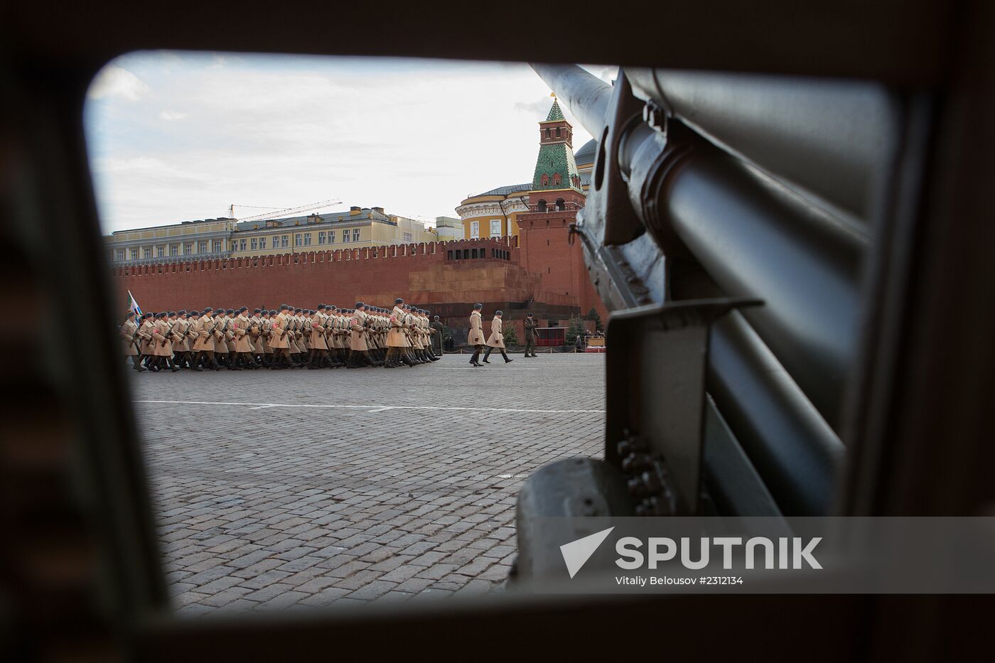 Rehearsal of march in honor of military parade of November 7, 1941, in Red Square