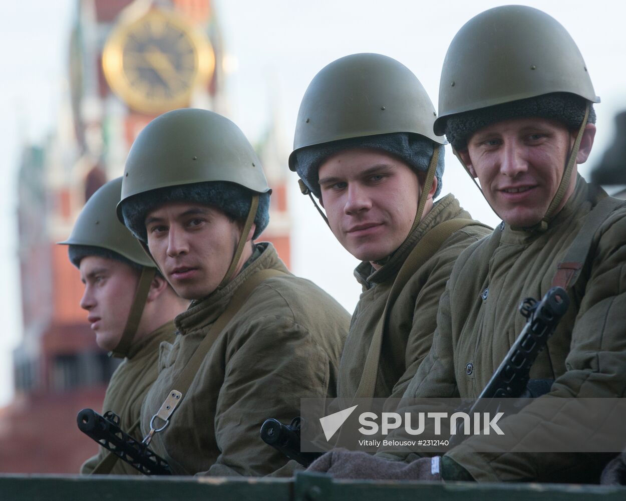 Rehearsal of march in honor of military parade of November 7, 1941, in Red Square
