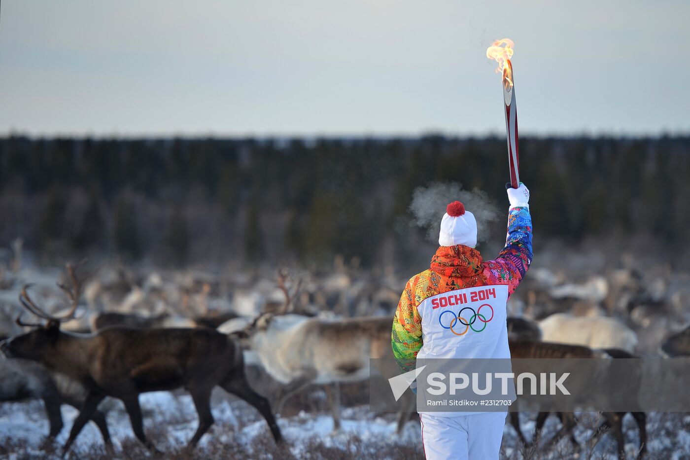 Sochi 2014 Olympic torch relay. Naryan-Mar