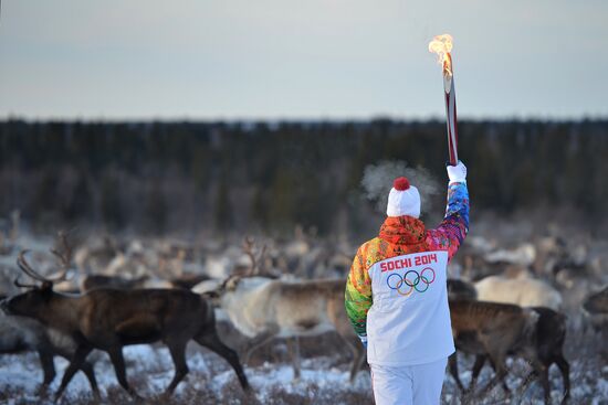 Sochi 2014 Olympic torch relay. Naryan-Mar