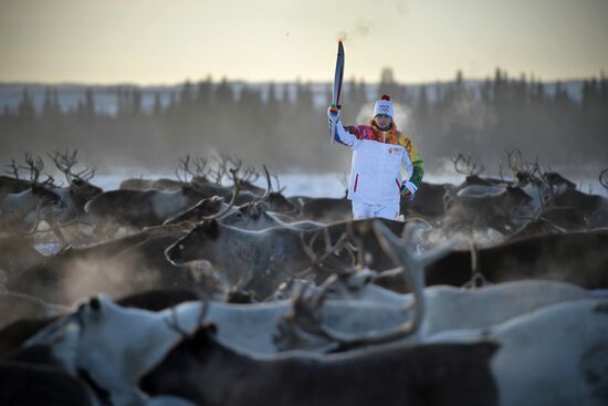 Sochi 2014 Olympic torch relay. Naryan-Mar